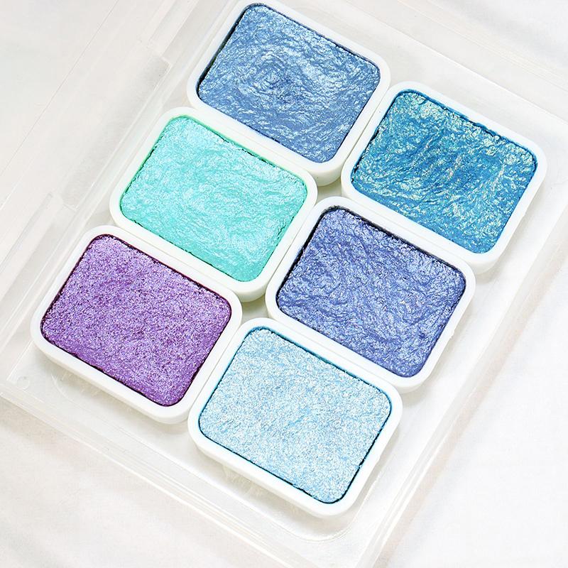 1 мл 6-цветная серия Pearl Ручной набор твердых акварельных красок Художественная роспись ногтей Декоративная акварель