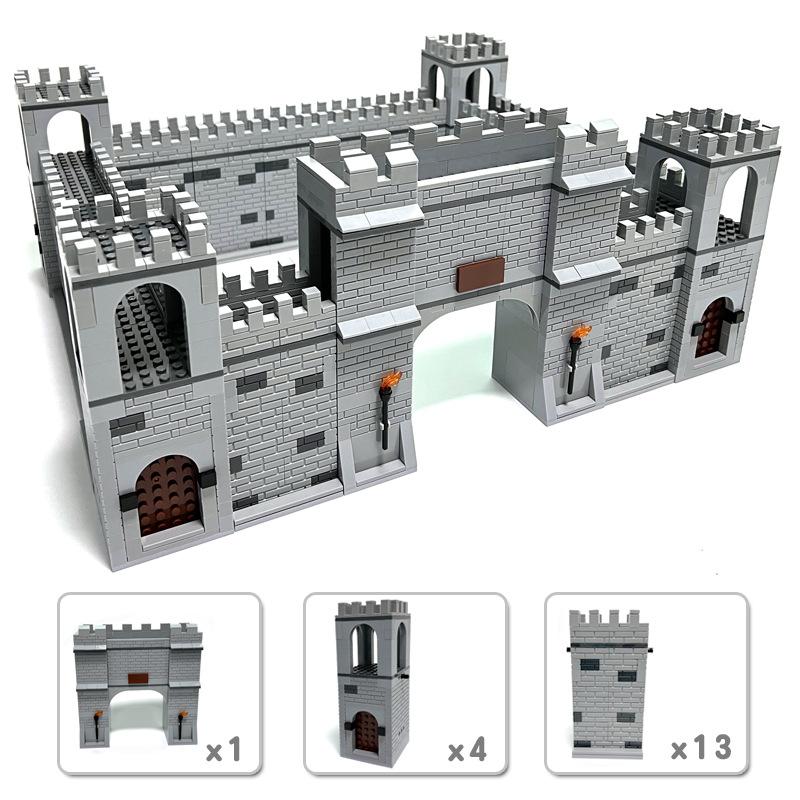 Moc Building Blocks Ancient Castle Walls, Gate Towers, Corner Towers, Carriage Building Blocks