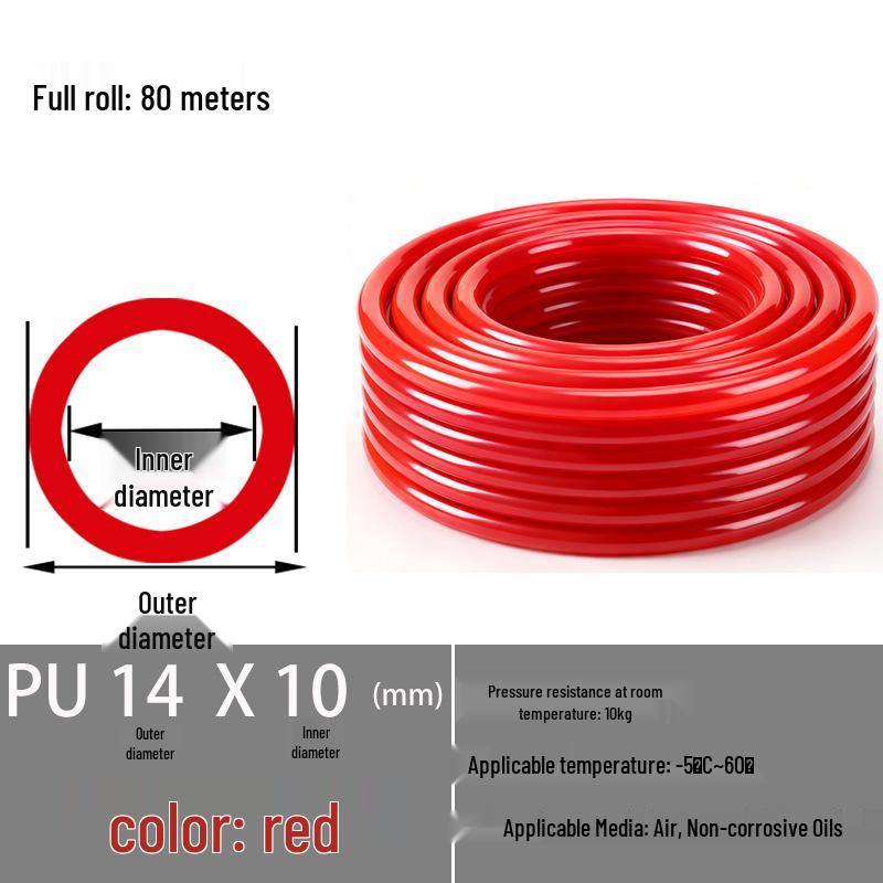 Explosion-Proof Transparent PU High-Pressure Pneumatic Air Hose for Air Compressor Pump, Sizes: 4/6/10/12/14/16mm (8*5)