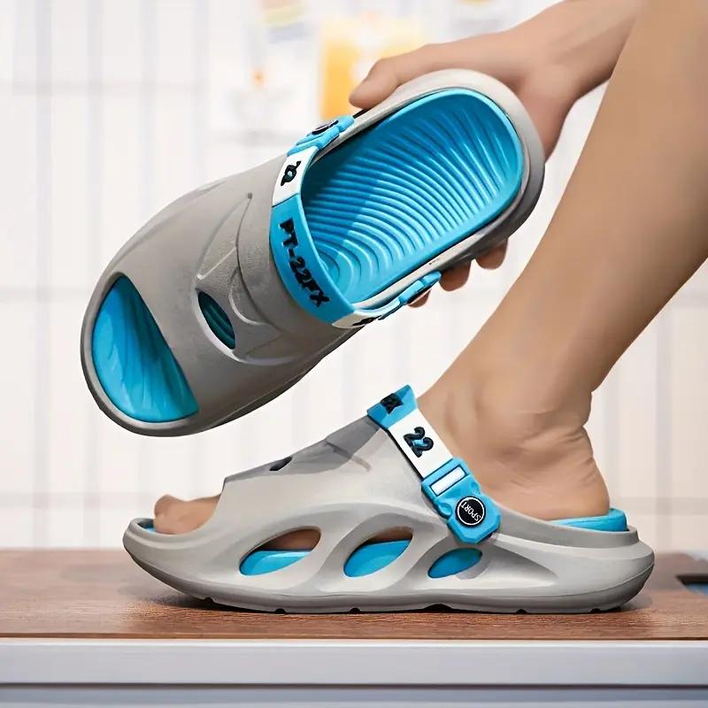 Мужские модные тапочки из ЭВА, нескользящие быстросохнущие тапочки с открытым носком для прогулок в помещении и на открытом воздухе, мужские летние пляжные тапочки