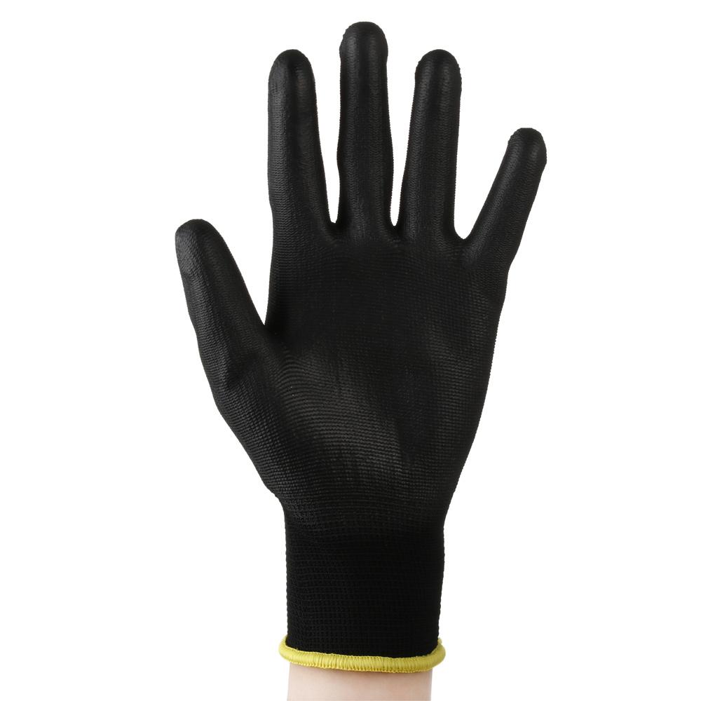 1/6 Pairs Non-slip PU Black Labor Protection Coated Polyurethane Work Gloves