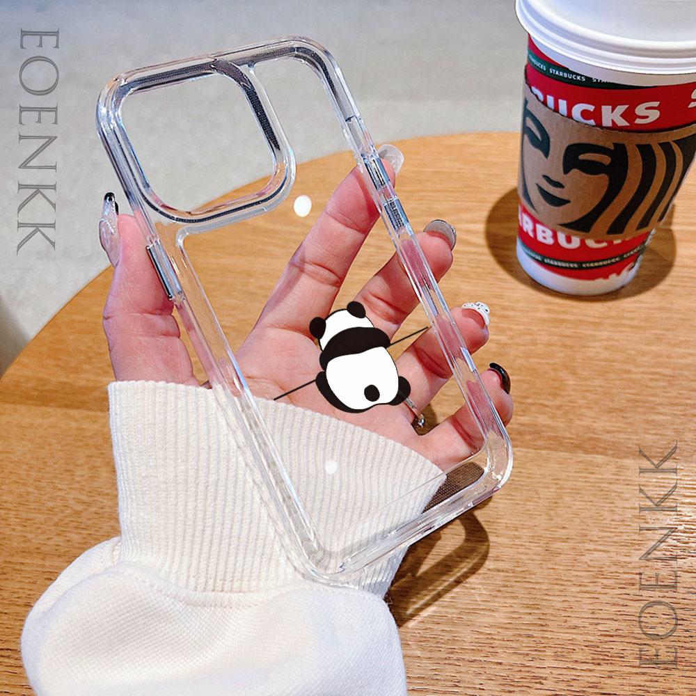 Cute Panda Silicone Phone Case For iPhone 14 13 15 16 12 11 Pro Max X XR XS 14 15 16 Plus 12 13 Mini Transparent Bumper Cover
