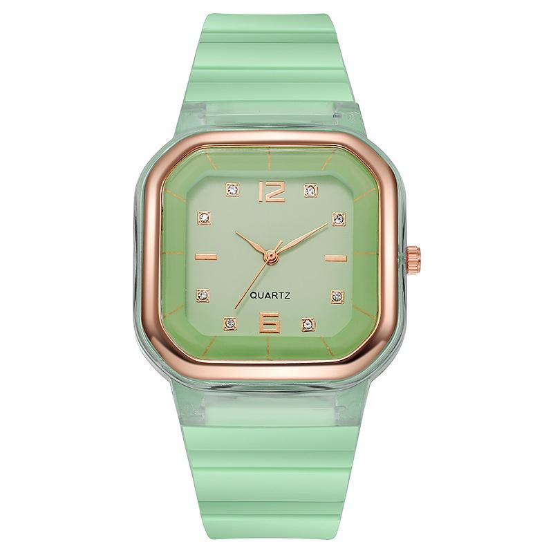 Women Watch/Stylish Square Dial Crystal Silicone Dial