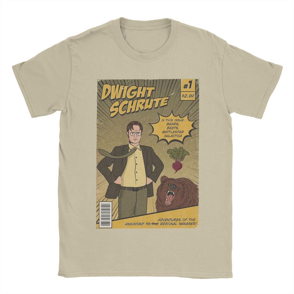 Мужская футболка Dwight Schrute Comics Vintage Cotton Tee Shirt Short Sleeve The Office Tv Series T Shirts O Neck Clothes Graphic