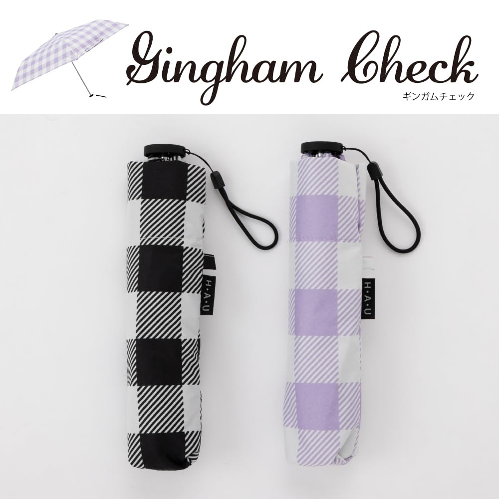 Зонт от солнца и дождя HAU с полиуретановым покрытием, 50 см, клетчатый, легкий, складной, с 5 спицами, 10002944, черный