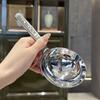 Silver Large Round Spoon Short Handle Ramen Bouillon Spoon New Soup Ladle Cooking Utensils
