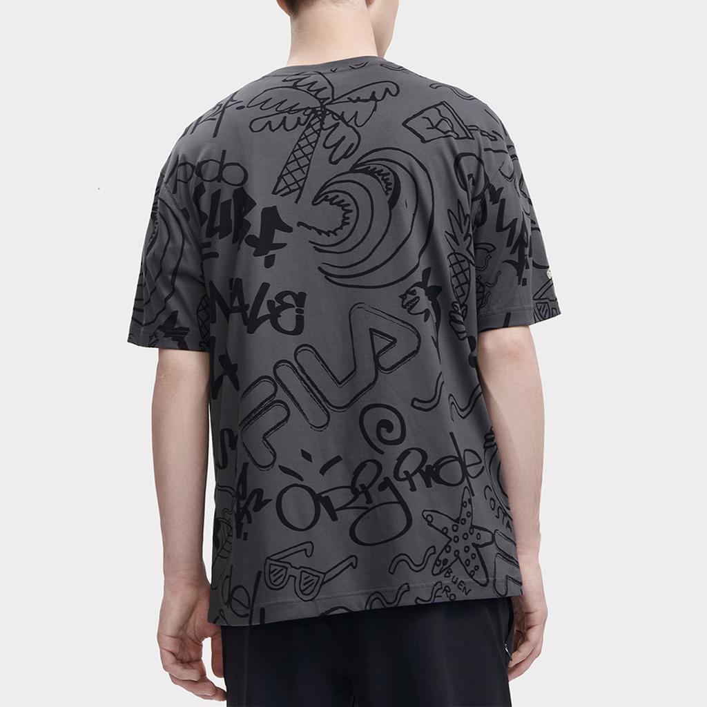 Fila Cartoon Letter Print Casual Short Sleeve Drop Shoulder T-Shirt Men Tops F11M329117AZA