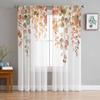 Autumn Watercolor Leaves Retro Sheer Curtains for Kids Bedroom Living Room Voile Window Curtains Tulle Drapes