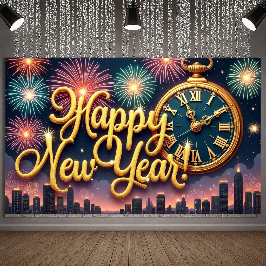 Clock Theme Banner Night Sky Background Night Sky Banner New Year Celebration Banner Sparkling Effect Happy New Year Decor