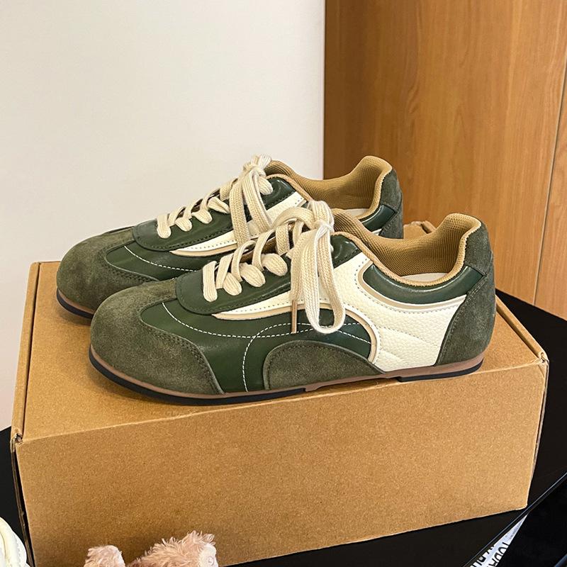 Retro Contrasting Color Flat-bottomed German Training Shoes Women's 2025 New Autumn and Winter Casual Jersey Style Sports Casual Forrest Gump Board