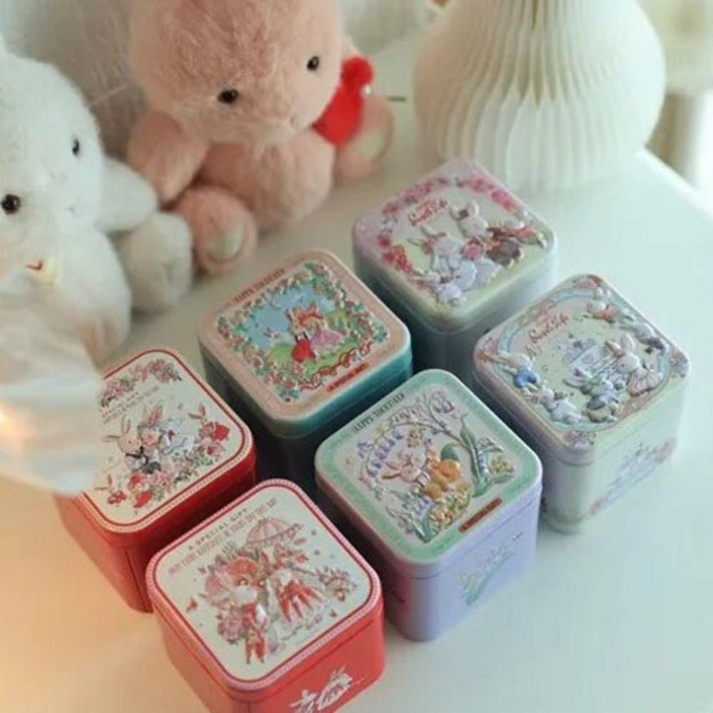 Тиснение Печать Пасхальный Кролик Жесть Жестяные Банки для Пасхальных Подарков Пасхальная Конфетница Свадебный Подарок