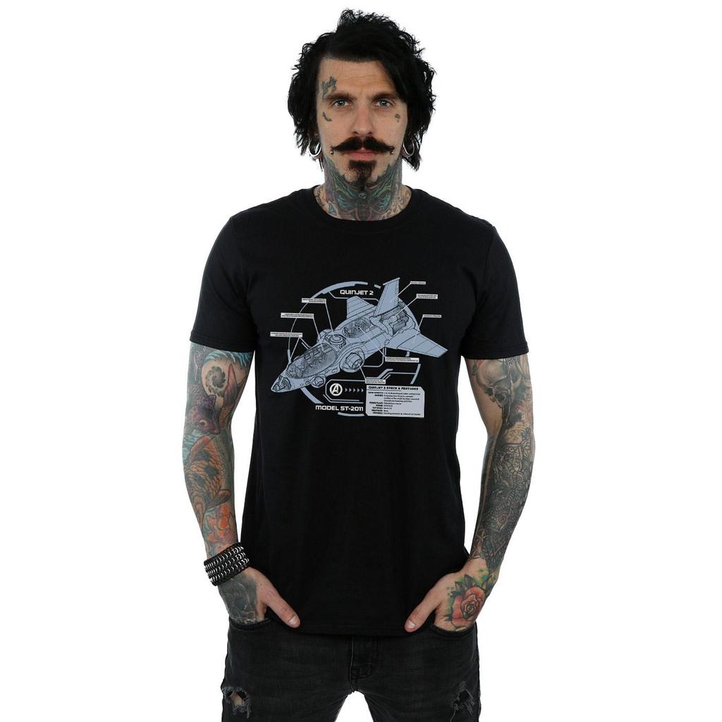 Marvel Mens The Avengers Quinjet Breakdown T-Shirt