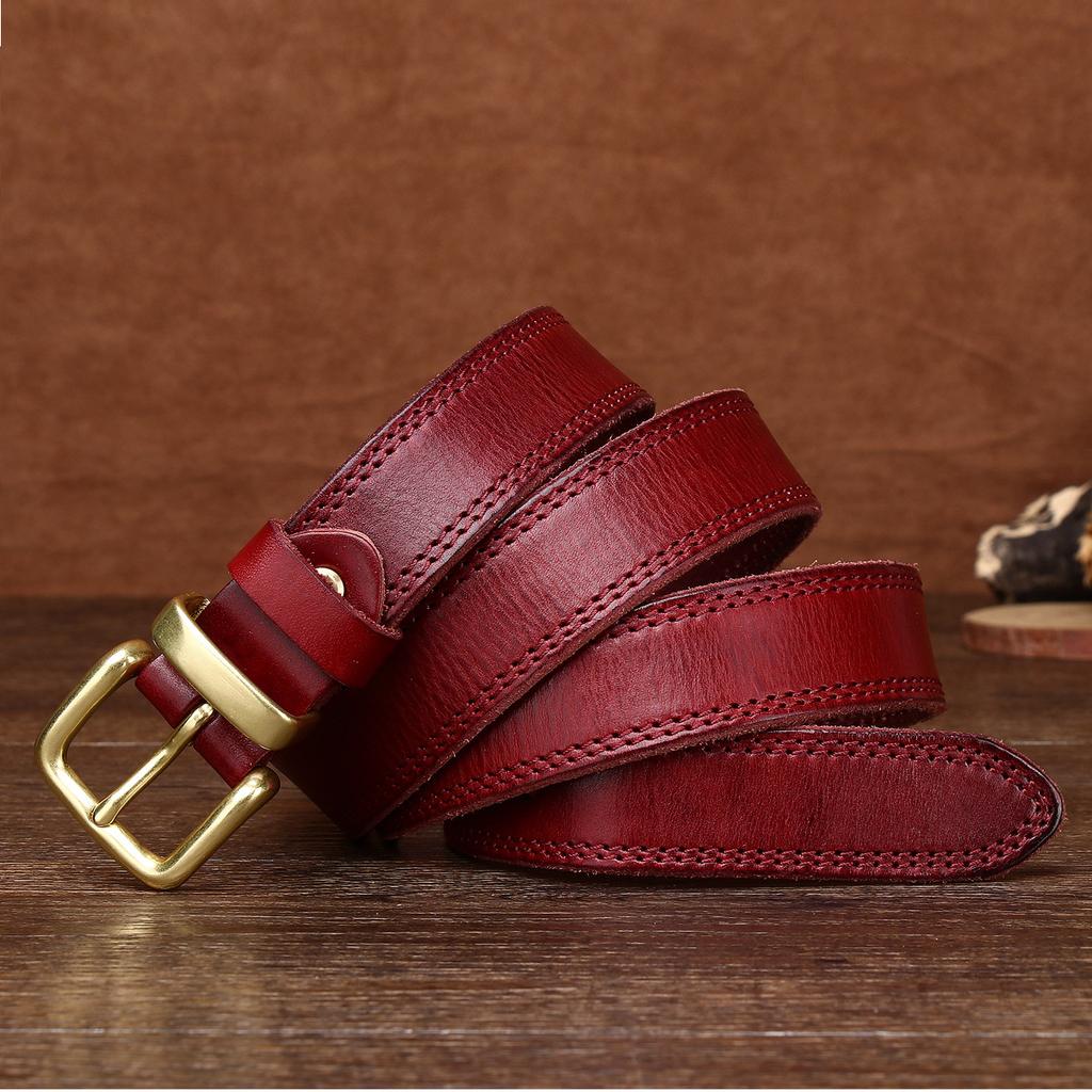 Ремень женский из натуральной кожи первого слоя, пряжка из чистой меди, пряжка из меди, пряжка из меди