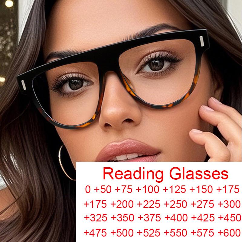 Reading Glasses For Women Luxury Brand Black Leopard Blue Light Filter Women'S Eyeglasses Clear Anti Radiation Big Glasses