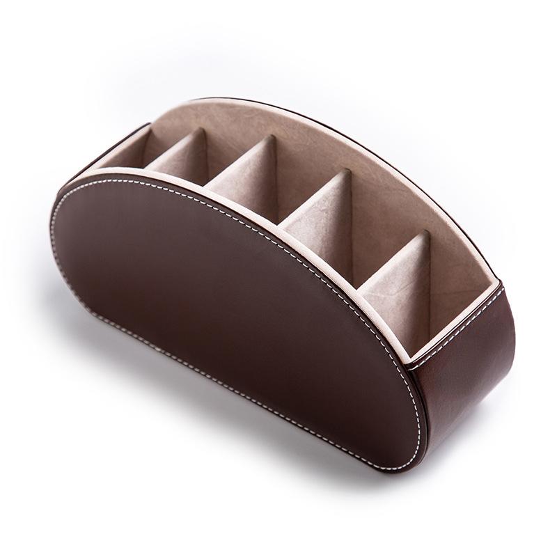 Remote Control Holder Organizer  Controller Stand 5 Compartment Pu Leather Storage Box And Tv Stand Desk Storage Box
