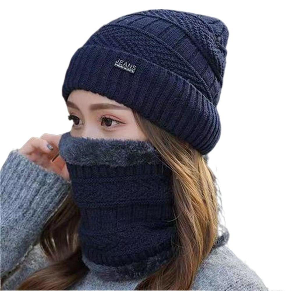Warm Thermal Soft Neck Scarf Cap Beanie Hat Scarf Knitted Hat Balaclava