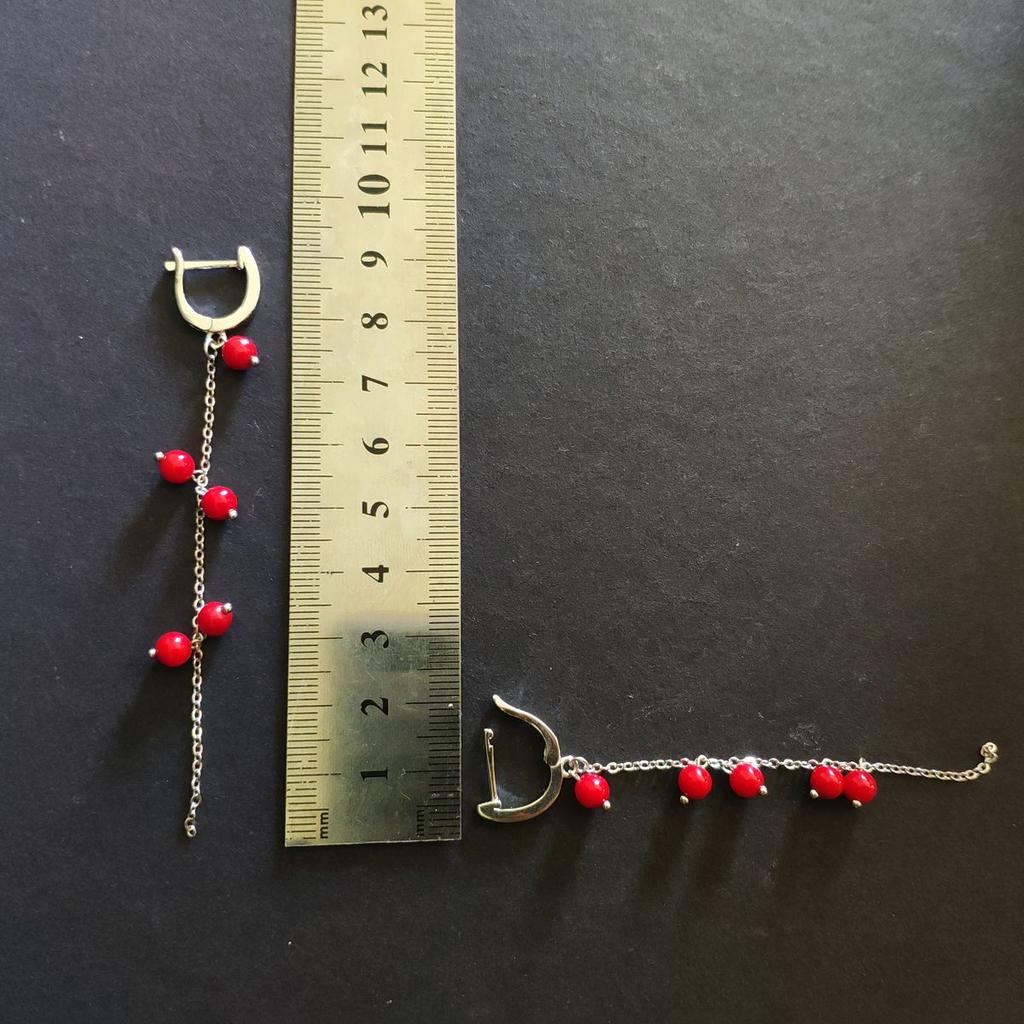 Серебряные серьги с кораллом (2147121)