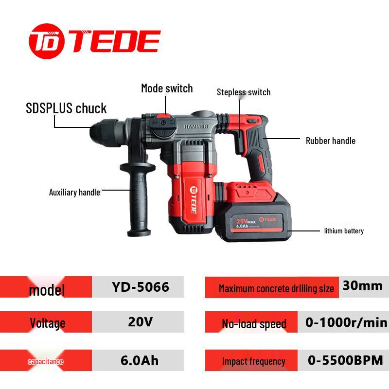 Беспроводной ударный перфоратор TEDE YD-5066, набор