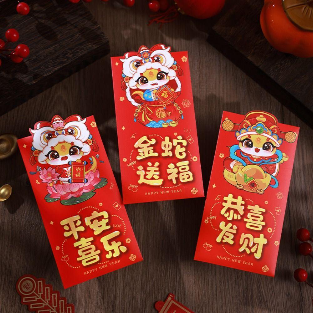 6pcs Chinese Style Chinese New Year Red Pocket Good Lucky Red Packets  Spring Festival Supplies