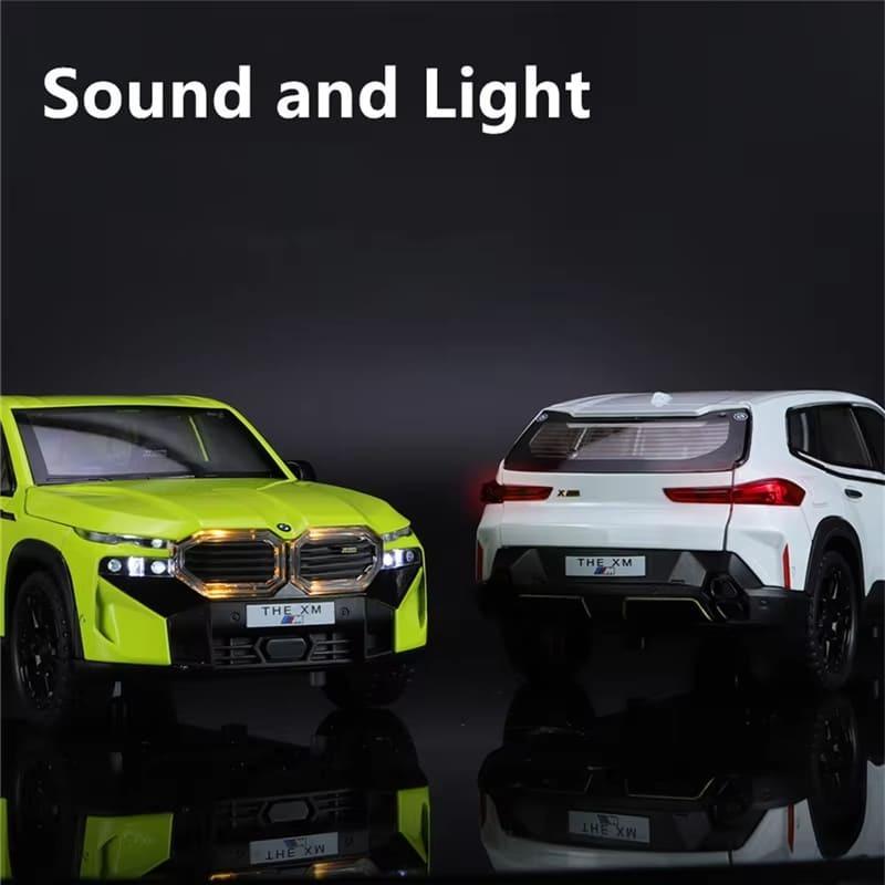 1:24 BMW XM SUV Alloy Sports Car Model Die-cast Metal Car Vehicle Model Simulation Sound and Light Pull Back Collection Children's Toys Boys Gift