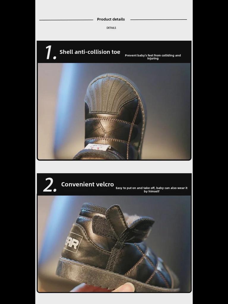 Winter 2024 Kids' Waterproof Snow Boots - Boys & Girls Trendy Cotton Casual Shoes