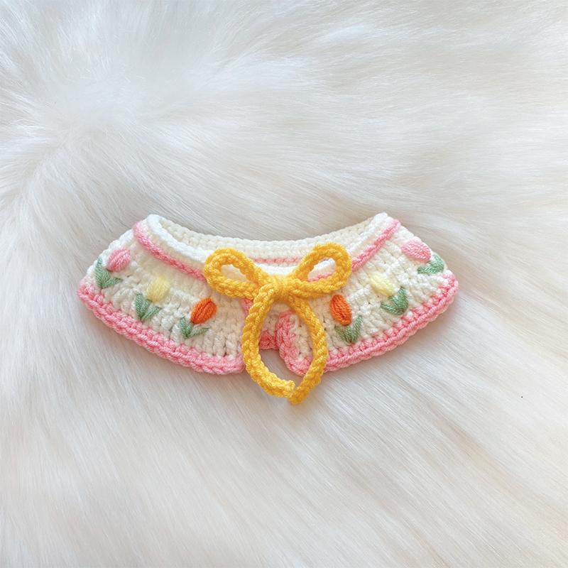 Crochet Pet Collar Cat Scarf Dog Scarf Cute Princess Style Handmade Pet Accessories Suitable for Small Dogs and Cats