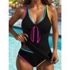 Black Contrast Tankini Set Large Size Back Cross Push Up Crop Top High Waist Shorts Swimsuit Women Beach Bathing Suits Swimwear