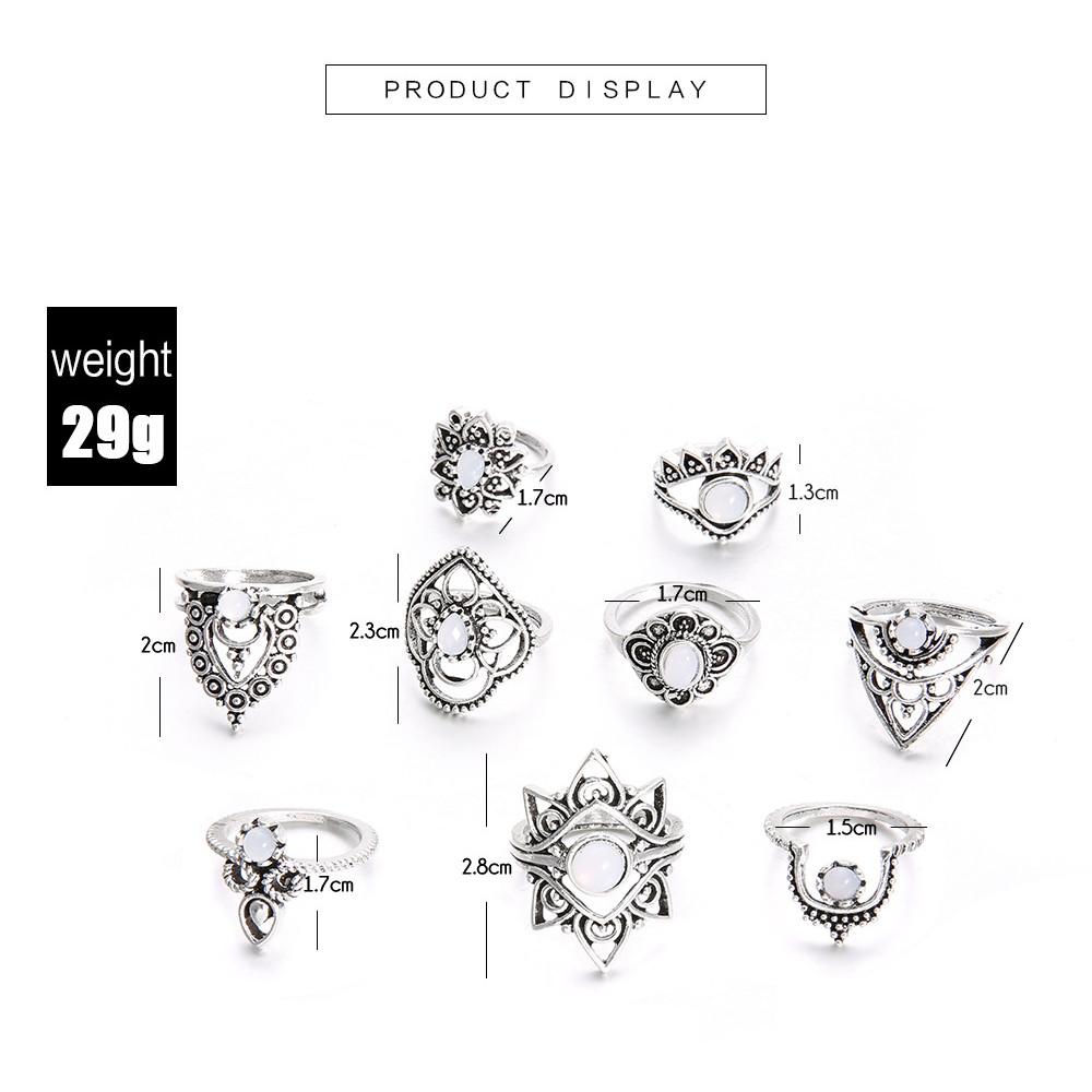 Vintage Cold Wind Women Ring Gothic 9 Pieces Rings Set Creativity Simplicity Aesthetic Rings for Best Friend