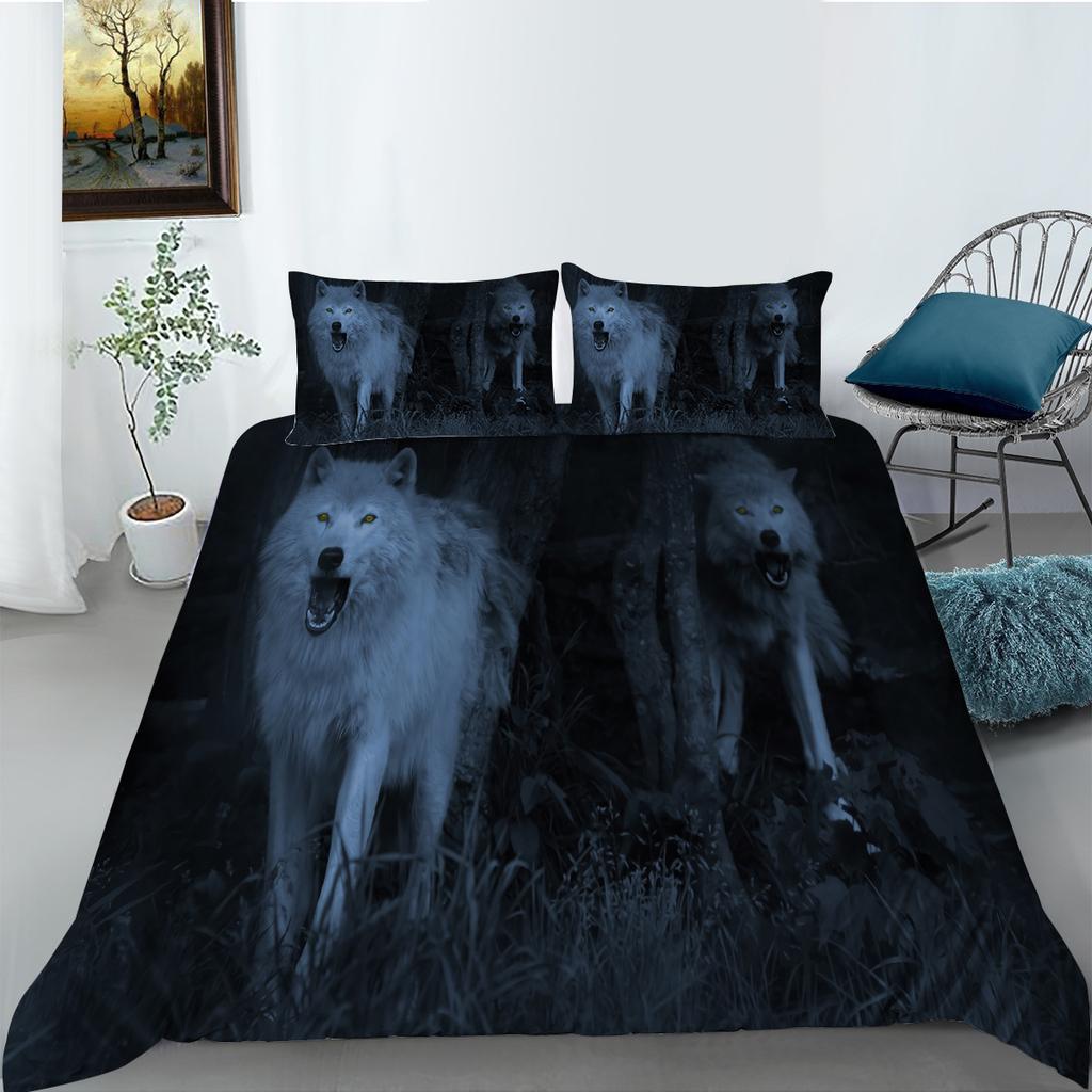 Wolf Digital Printing Quilt Cover Pillowcase Two Three Piece Set Polyester