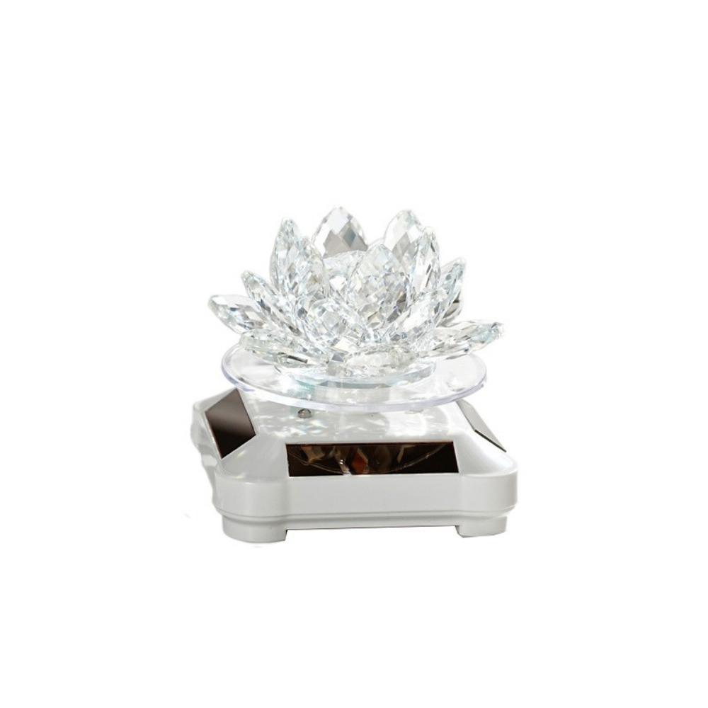 Solar Powered Rotating Crystal Lotus Figurine Car Air Fragrance Diffuser Balconies