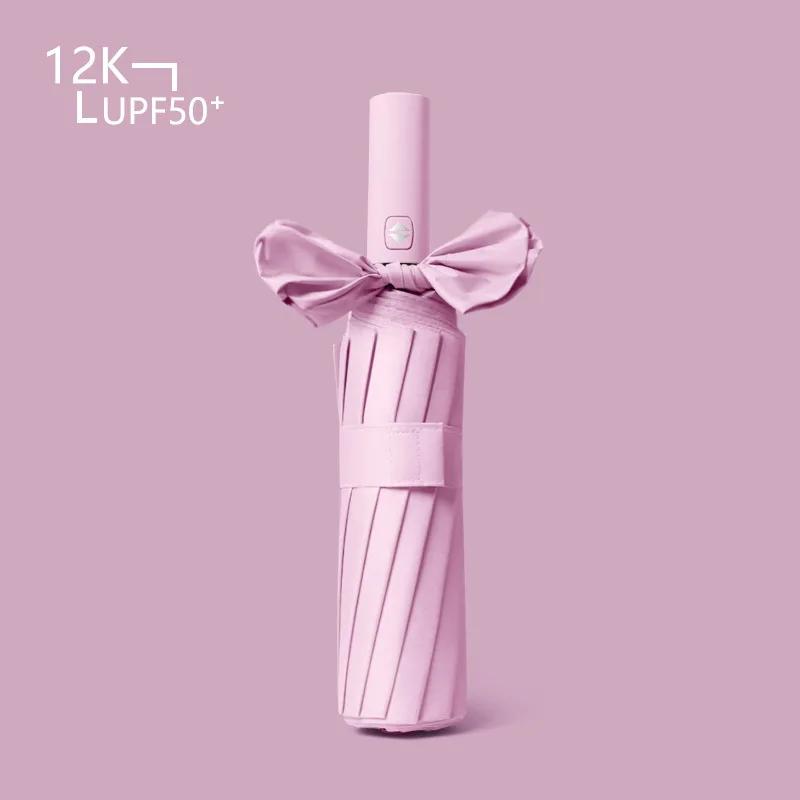 Полностью автоматический солнцезащитный зонт с 12 косточками, большой черный клейкий складной солнцезащитный зонт для мужчин и женщин, двойного назначения от дождя или блеска