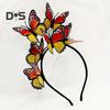 Женская повязка на голову с разноцветными бабочками, декор для свадебных волос, вечеринки, косплей, Хэллоуин, аксессуары для волос