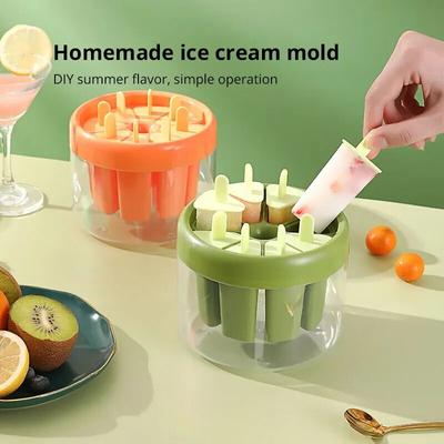 1 шт., зеленая/оранжевая пластиковая форма для мороженого, сделай сам, формы для мороженого для десерта, лоток для изготовления кубиков льда, домашние инструменты, летние принадлежности