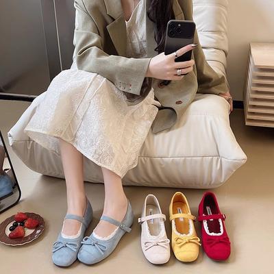 Французский балет нежный стиль феи универсальный весна и лето мягкая подошва ретро Мэри Джейн мелкий вырез одинарная обувь внутренняя высота увеличивает удобный ш