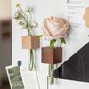 Wooden Test Tube Vase Refrigerator Magnet Hydroponic Plants Propagation Vase Planter Home
