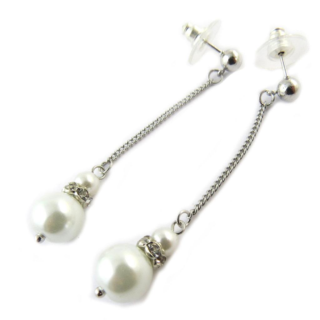 Les Trésors De Lily [N6286] - Silver Ivory Designer 'Sissi' Earrings