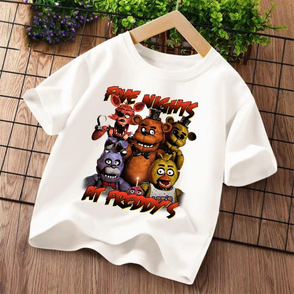Новые детские футболки Five Nights At Freddys FNAF с мультяшным принтом Детские повседневные спортивные топы с короткими рукавами Детская одежда