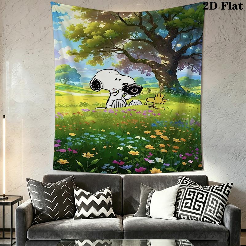 Snoopy Woodstock Garden Tapestry Fashion Print Background Cloth Wall Decoration Christmas Gift Background Wall Hanging Cloth