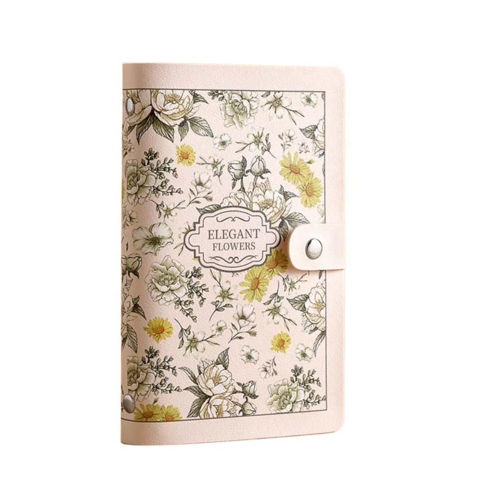 A6 Button Notebook for Money Flower Printed Anti-splash Water Cash Budget Ledger Daily Plan Diary Notepad Leather Savings Book