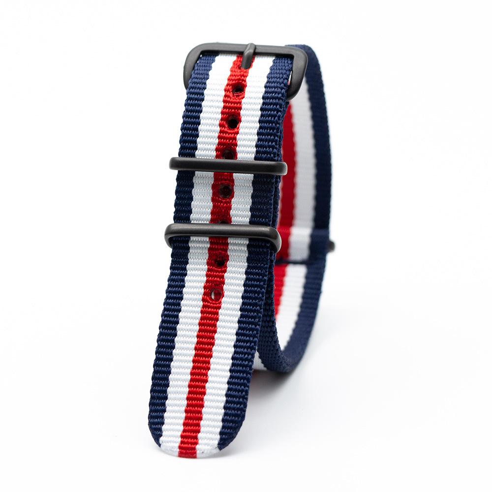 Черный нейлоновый и парусиновый ремешок для часов с вакуумно-нанесенной застежкой