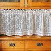 Farmhouse Rustic Short Curtain Light Filtering Vintage Sheer Lace Cabinet Curtain Boho Kitchen Dining Room Small Window Rod Pocket Crochet Curtain