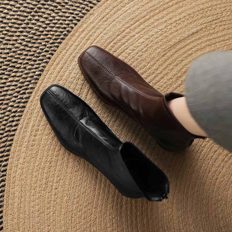 Krazing Pot Зимние ботильоны из микрофибры с квадратным носком, современный размер 33, размер 43, металлические заклепки, средний каблук, на молнии, женские ботильоны