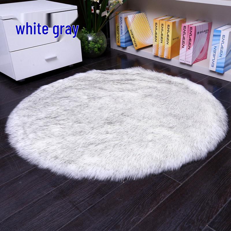 White Faux Wool European-Style Plush Cushion for Butterfly Chair or Vanity Stool