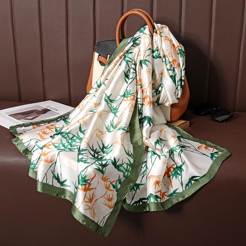 Design Satin Silk Shawl Hijab Scarf Women Fashion Summer Sunscreen Beach Stole Wraps Bufanda Female Headkerchief Echarpe New