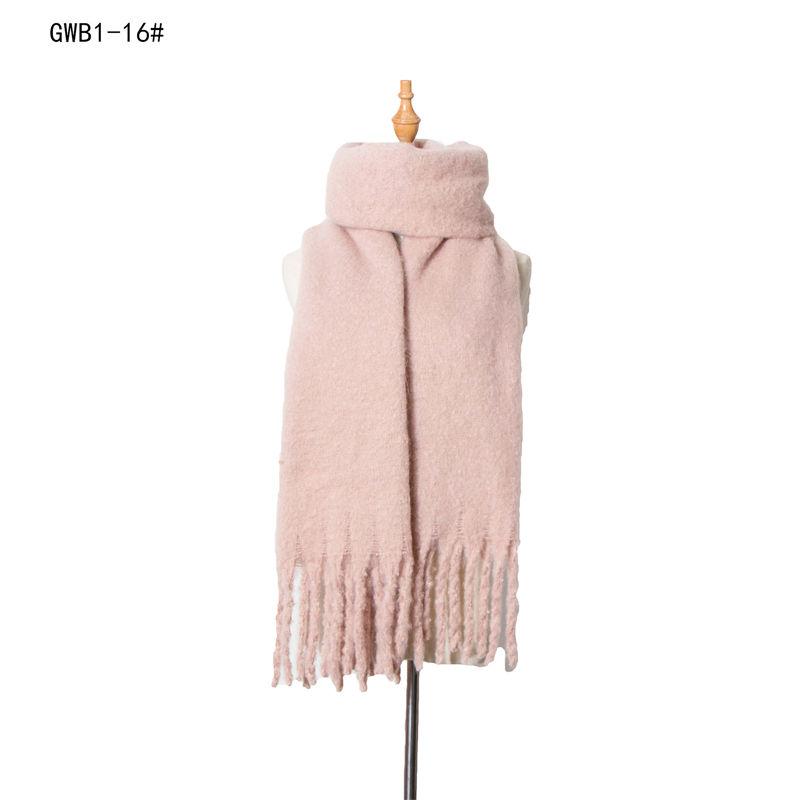 Thickened Men's Solid Color Thick Tassel Warm Circle Sand Scarf Women's Shawl Keep
