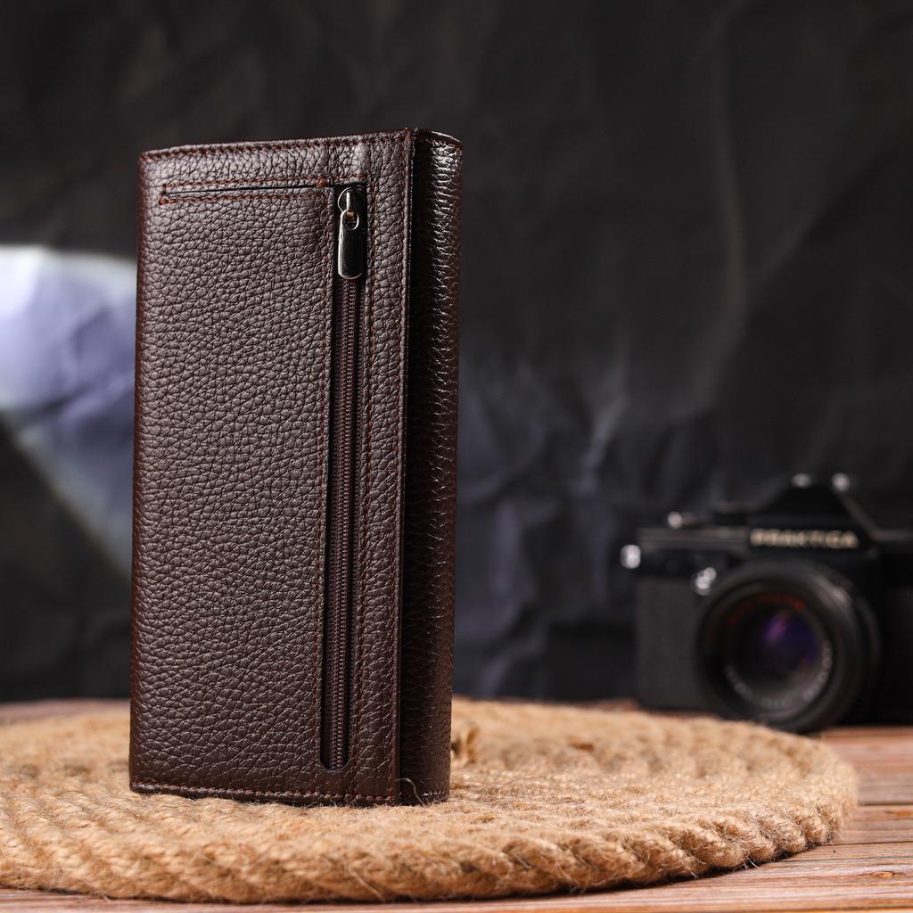 Женский удобный кошелек из натуральной зернистой кожи CANPELLINI Wallet 21654 Коричневый