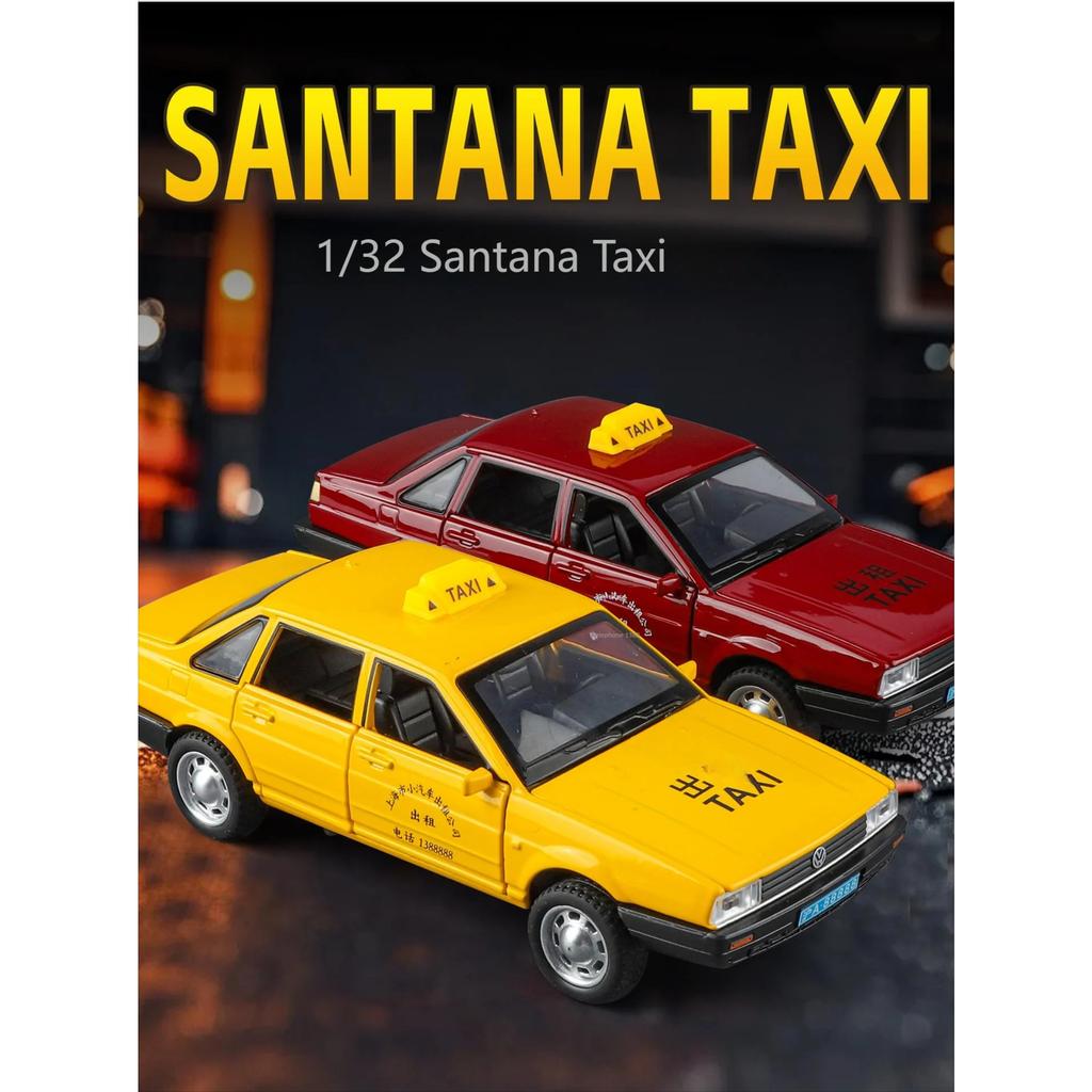 1/32 Volkswagen Santana Такси Металлическая Литая Модель Автомобиля Домашний Декор Коллекционные Предметы Миниатюрный Высокодетализированный Транспорт Праздничный Подарок