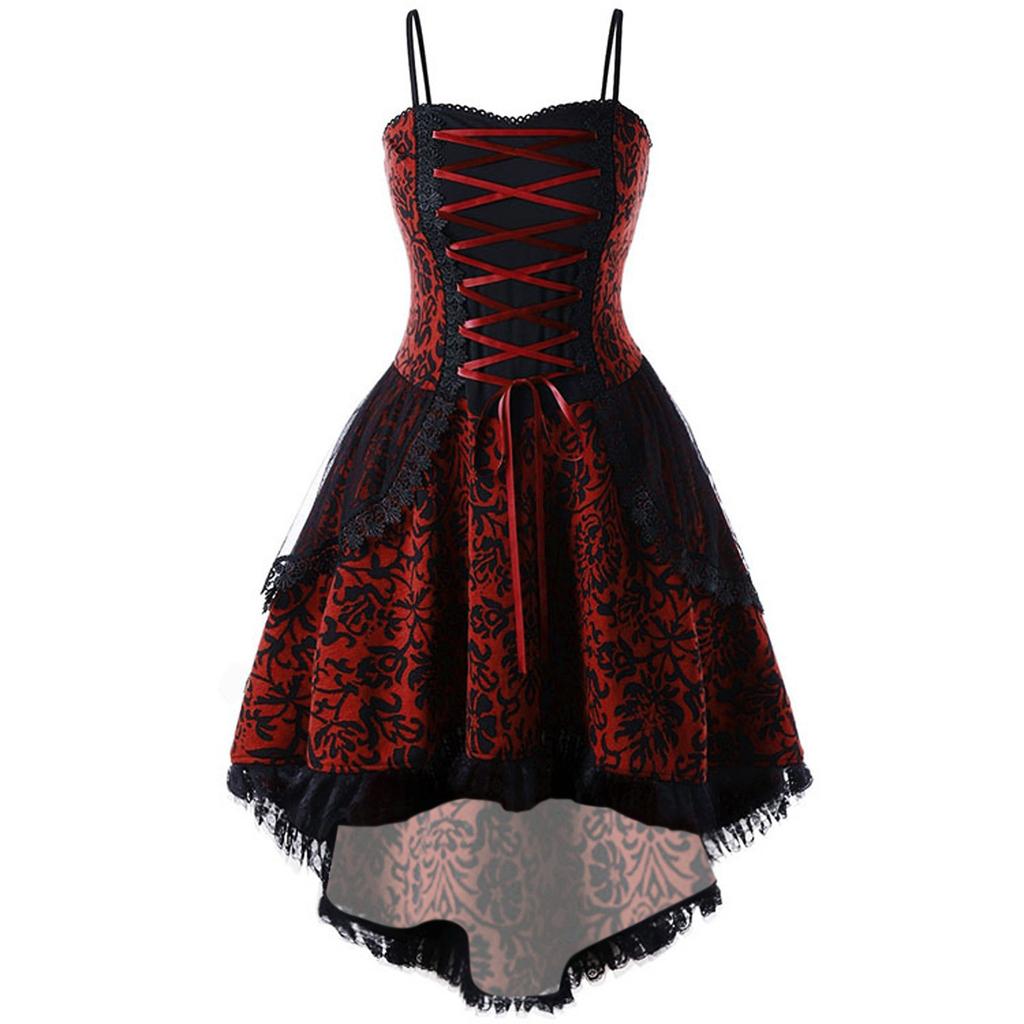 Lace Gothic Vintage Dress Women Halloween Cosplay Costume Irregular Sleeve Dresses Robe Medieval Ghost Vampire Clothing 2025