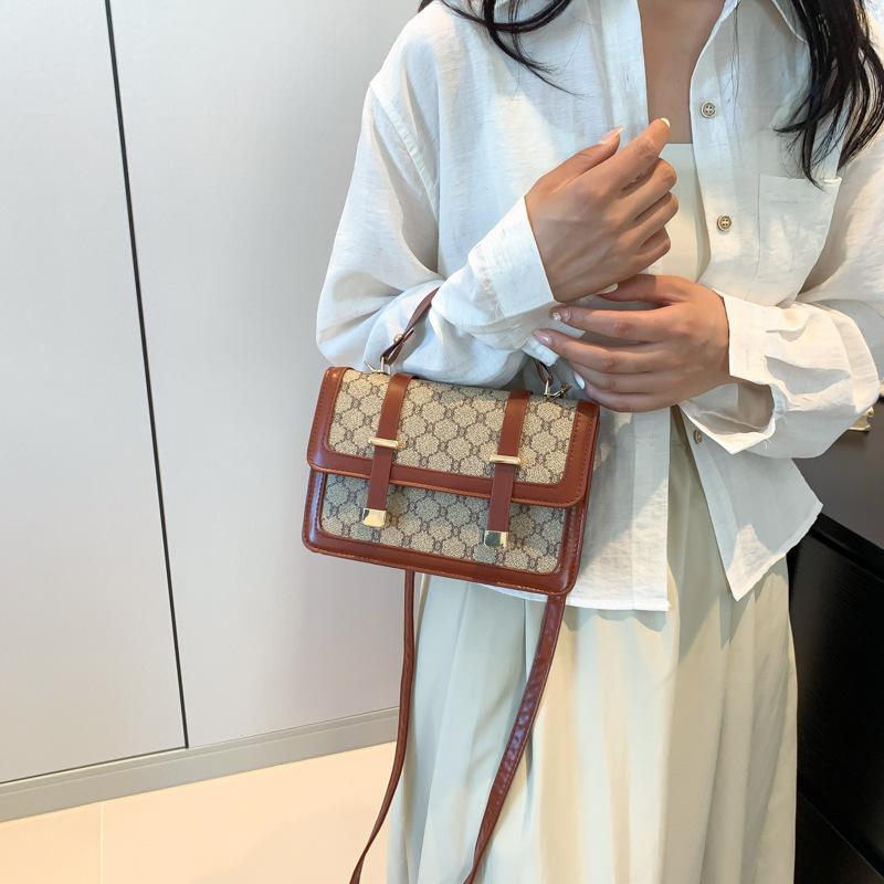 Bag Fashion Small Square Bag Textured Pu Portable Shoulder Bag Niche Retro Messenger Bag