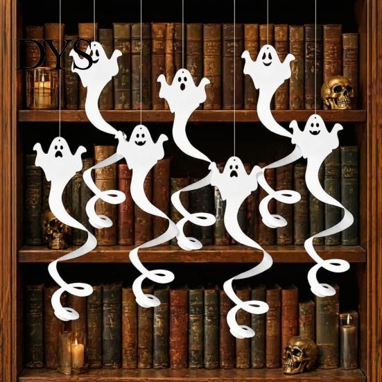 Реалистичные призрачные украшения для дома 8 шт. Хэллоуинские спиральные подвесные украшения, Жуткие белые потолочные украшения-спирали, ленты, Вечеринка, Офис